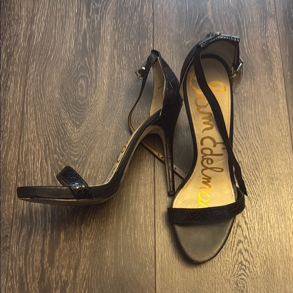 Sam Edelman Black Stiletto Heels with Ankle Strap